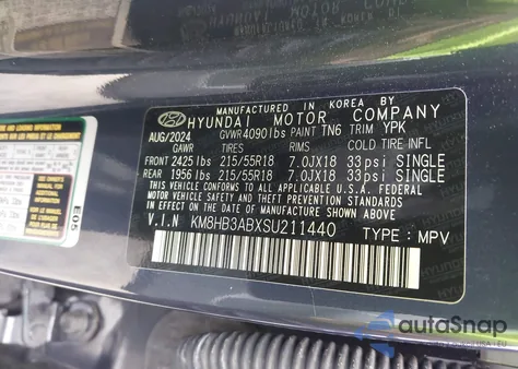 2025 Hyundai Kona Sel from USA, damaged, VIN KM8HB3ABXSU211440